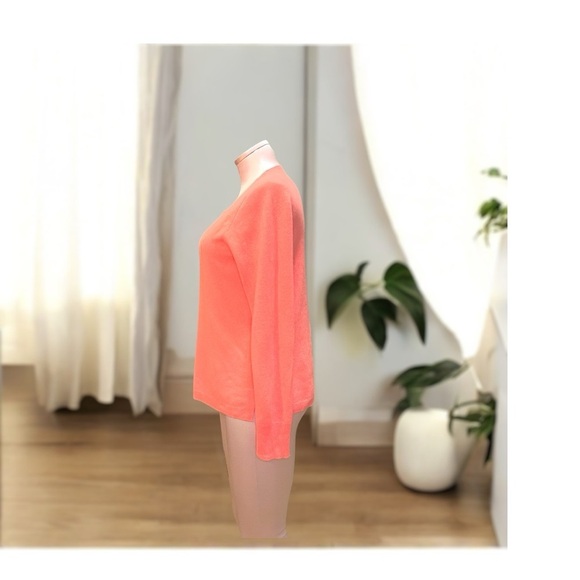 J.Crew 100% Cashmere Sweater Med Coral Orange Crewneck - Picture 3 of 5